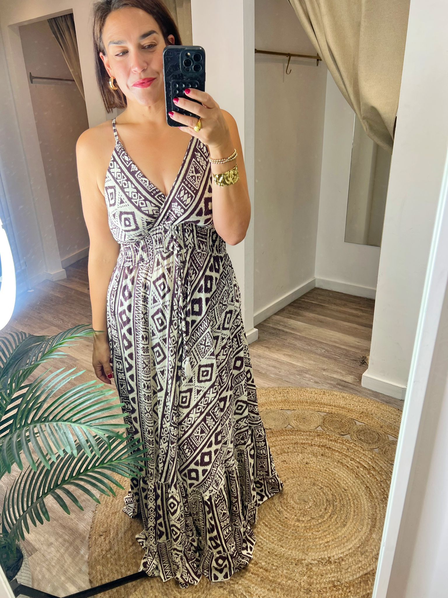 Pami Print V-neck Maxi Dress