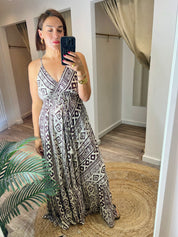 Pami Print V-neck Maxi Dress