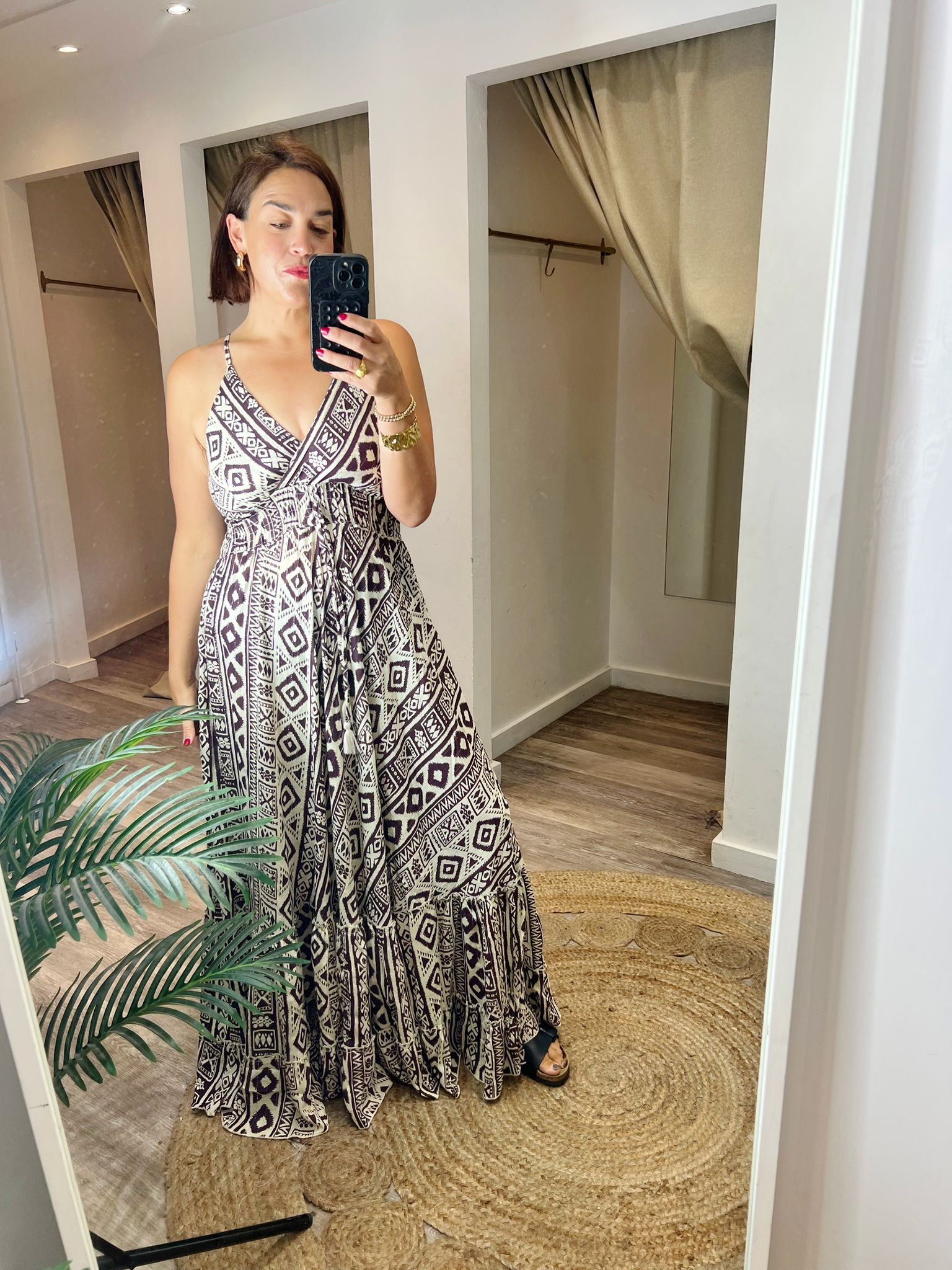Pami Print V-neck Maxi Dress