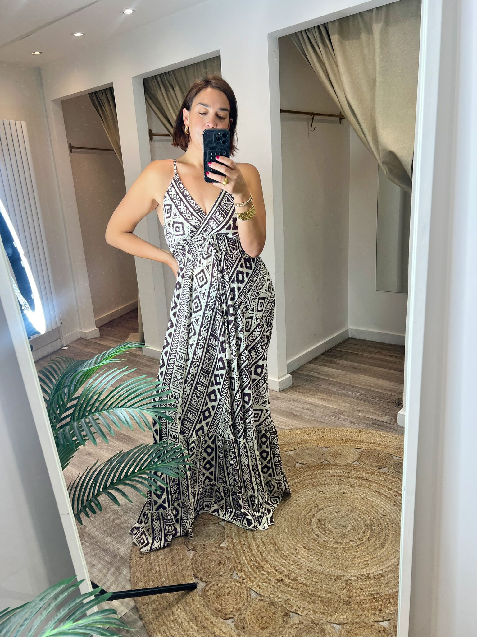 Pami Print V-neck Maxi Dress