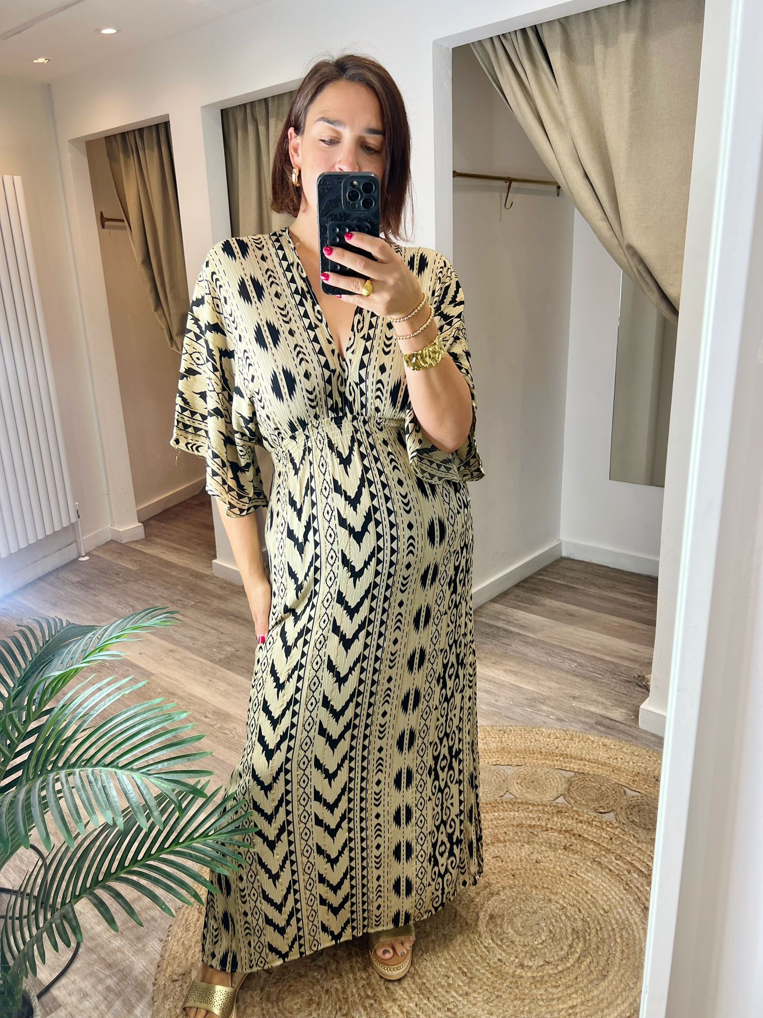 Annie Boho V-neck Kaftan Midi/Maxi Dress
