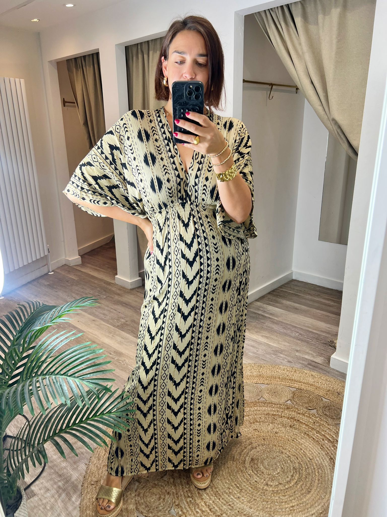 Annie Boho V-neck Kaftan Midi/Maxi Dress