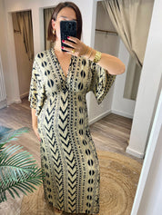 Annie Boho V-neck Kaftan Midi/Maxi Dress