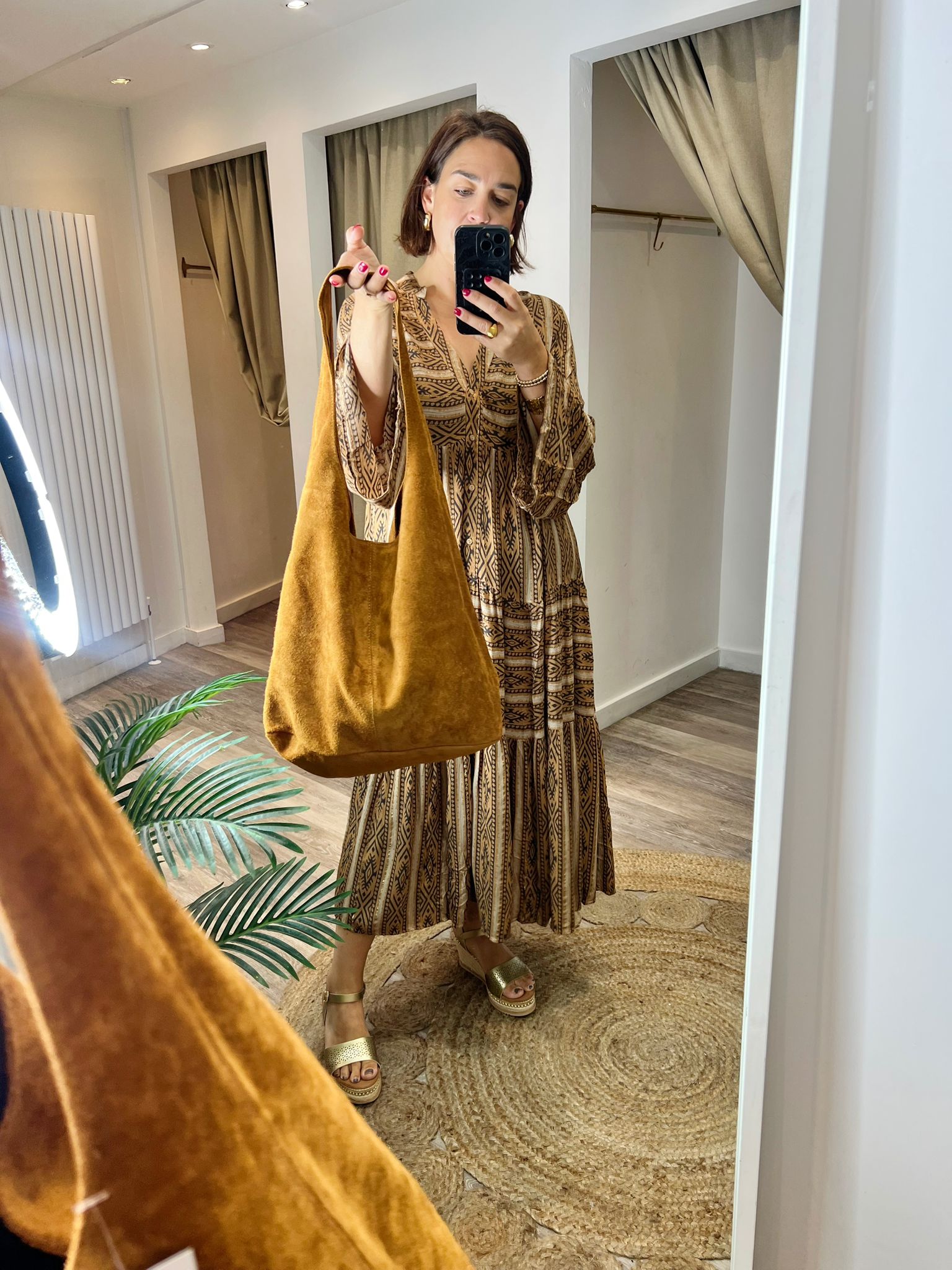 Real Suede Tan Hobo Bag