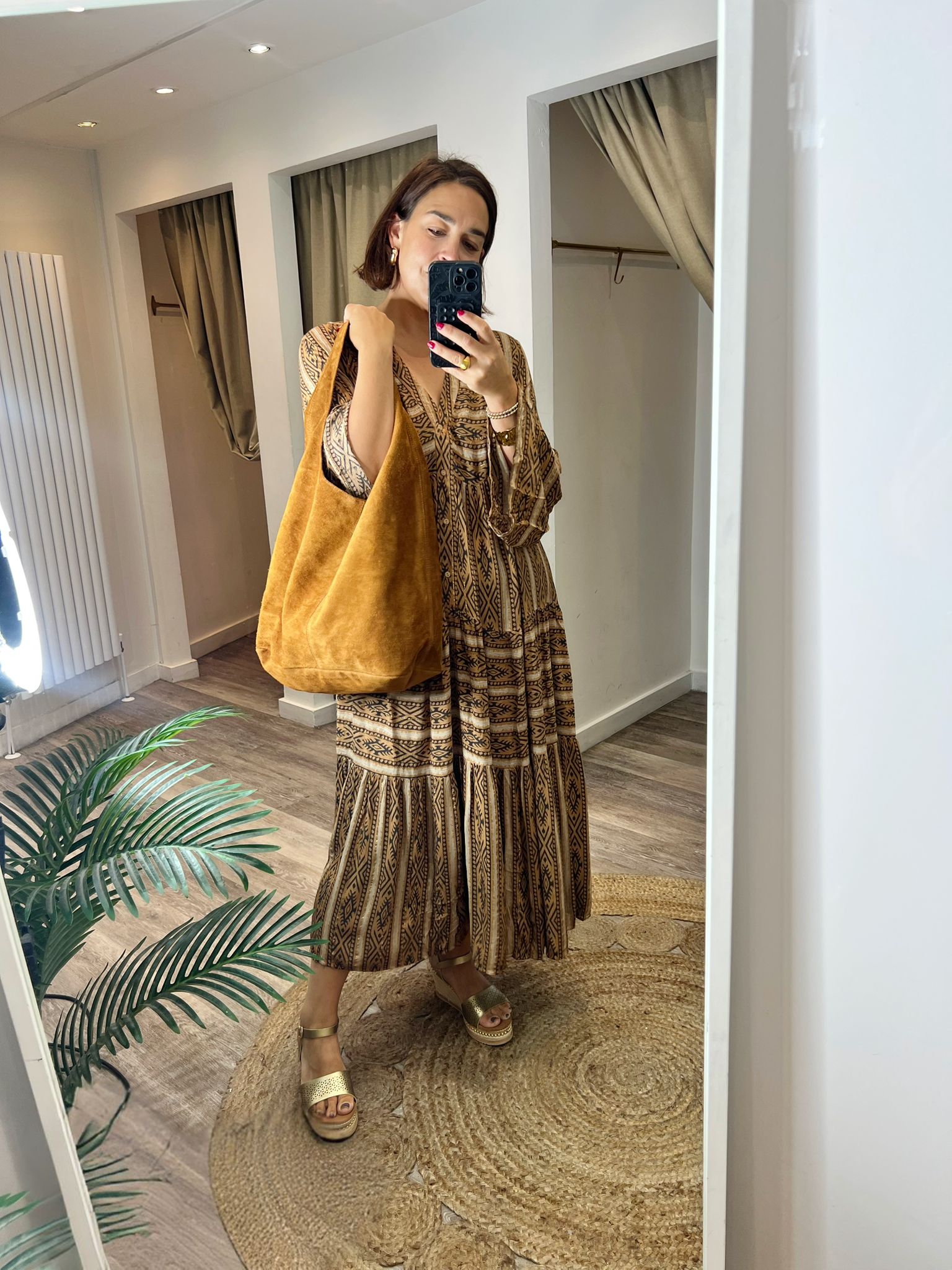 Real Suede Tan Hobo Bag