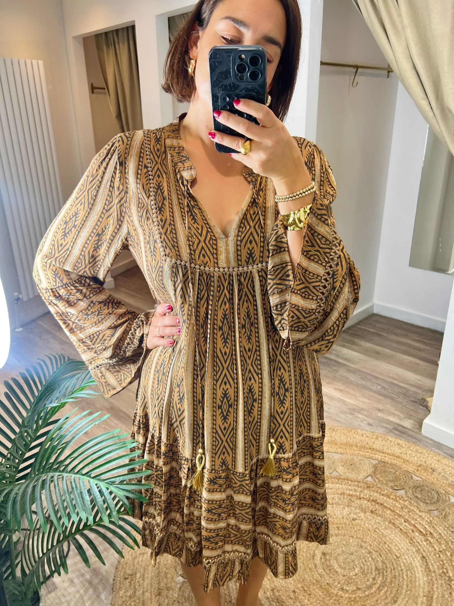 Annie Boho Smock Short Dress