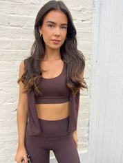 AGON Signature Espresso Cross-Back Crop-Top