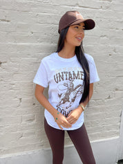 Untamed Cowboy Print White T-Shirt