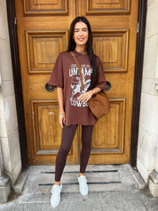 Oversized Brown Untamed Cowboy Print T-Shirt