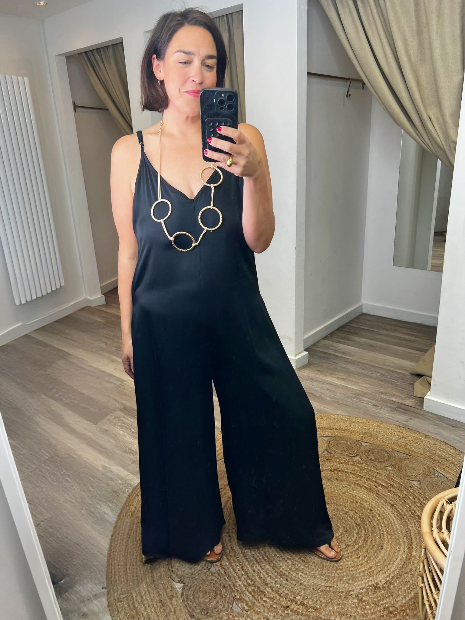 Pippa Satin V-neck Wide-leg Jumpsuit