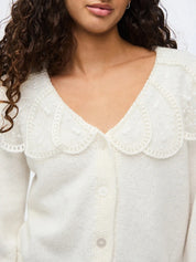 Abby White  Lace Collar Cardigan