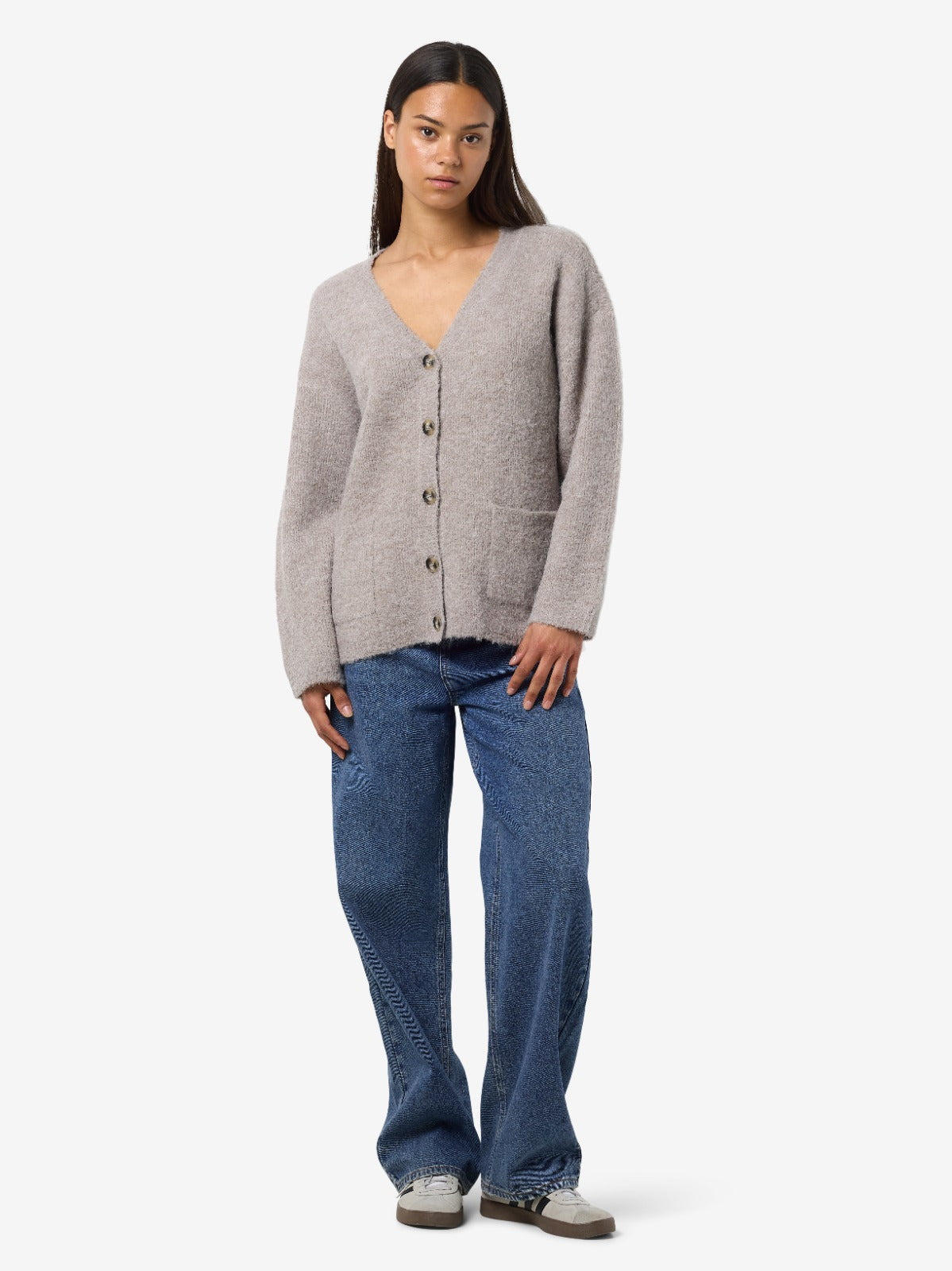 Dolly Beige V-neck Longline Cardigan