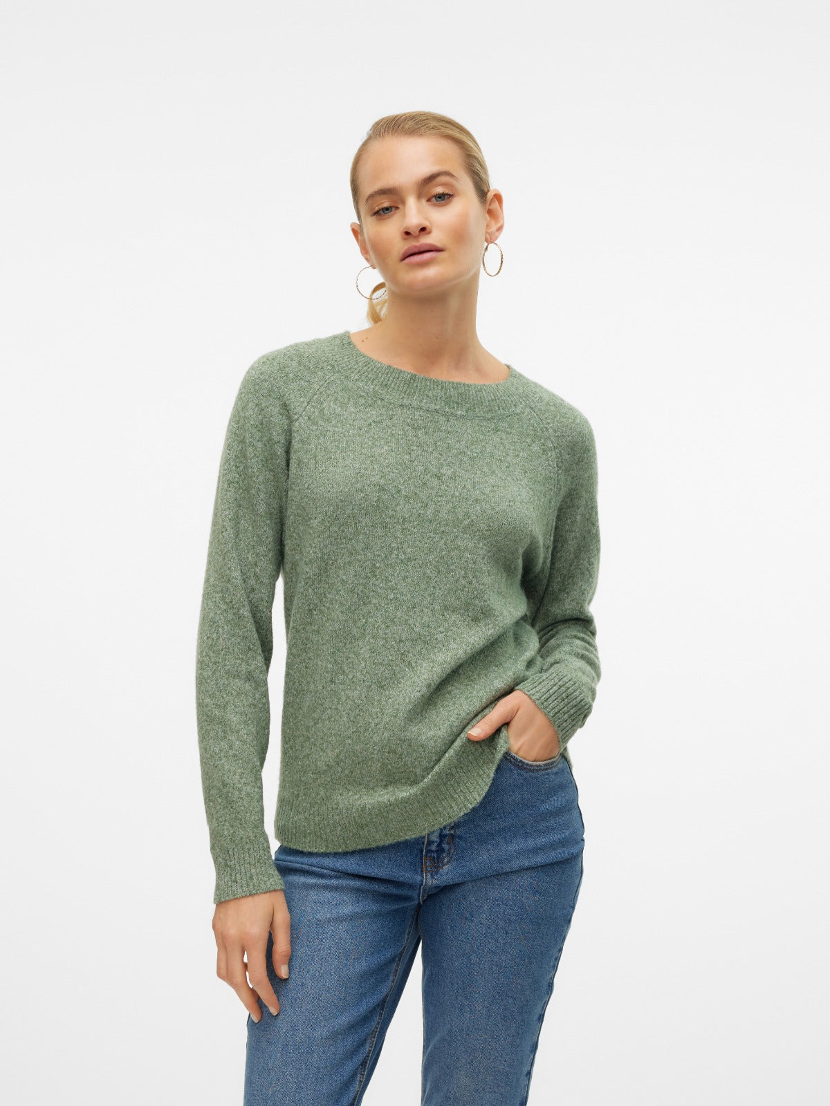 Doffy Green Long Sleeve Knit Pullover
