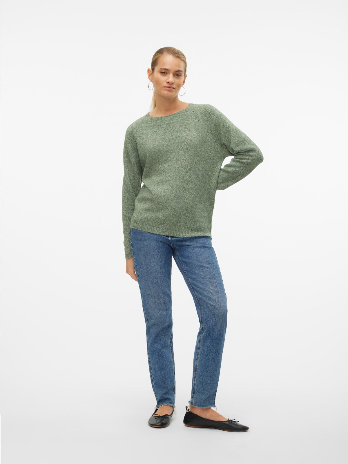 Doffy Green Long Sleeve Knit Pullover