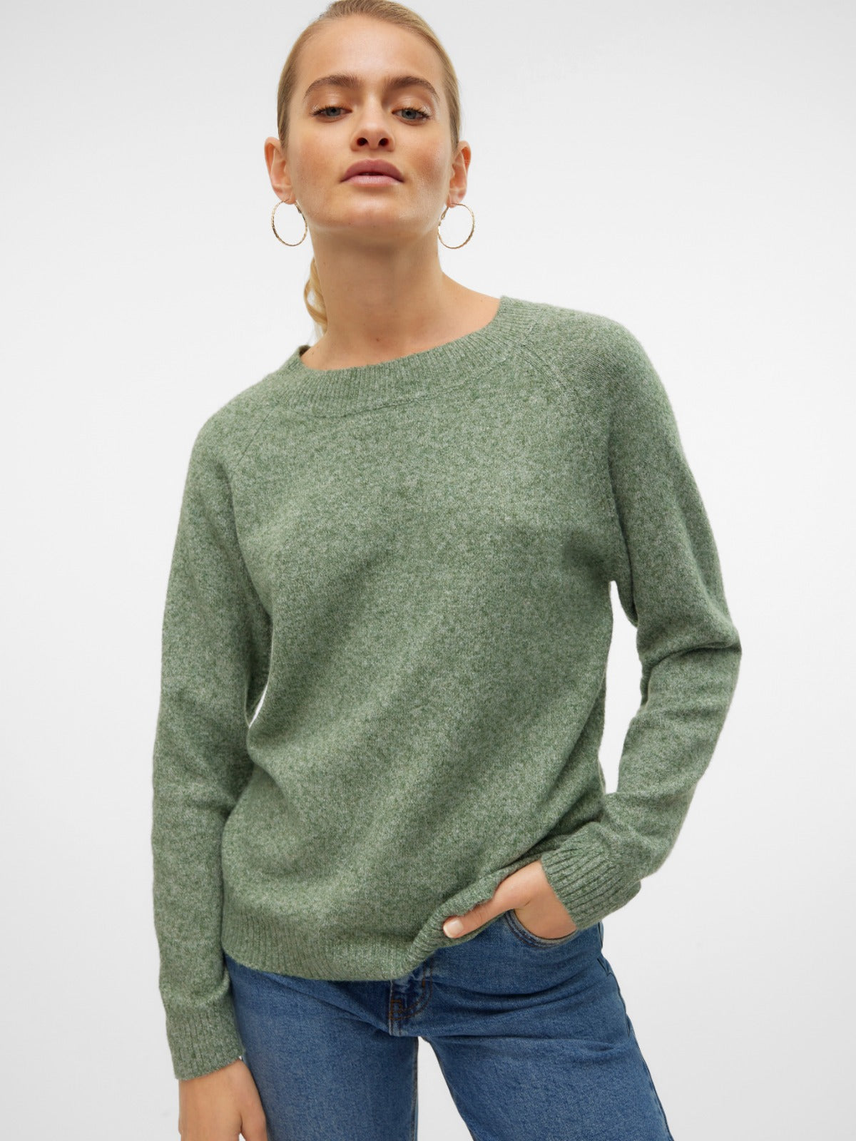 Doffy Green Long Sleeve Knit Pullover
