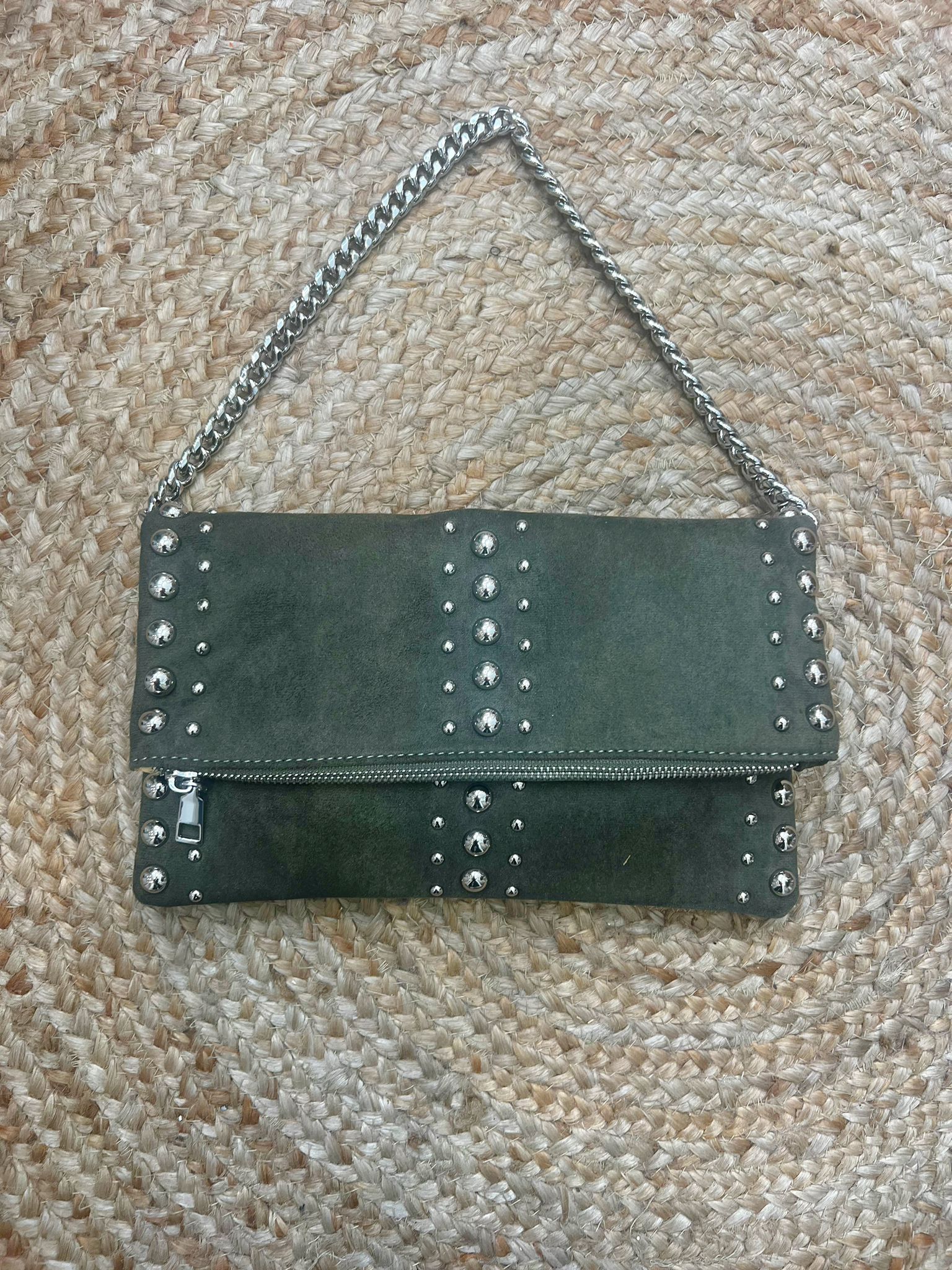 Petra Stud Faux Suede Handbag