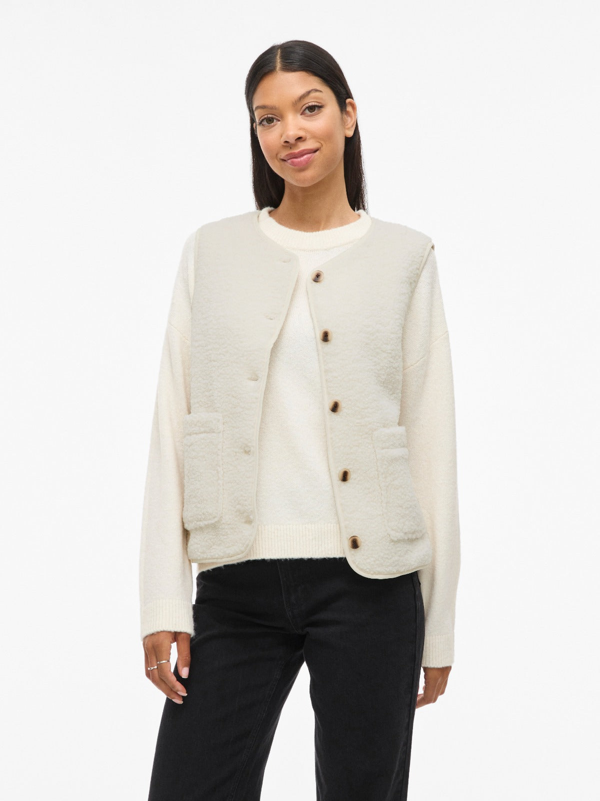 Ada Cream Teddy Waistcoat/Gilet