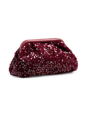 Kam Wine Sequin Clutch Bag