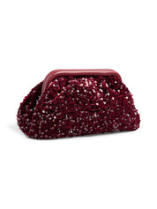 Kam Wine Sequin Clutch Bag