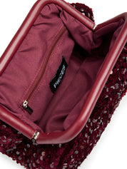 Kam Wine Sequin Clutch Bag