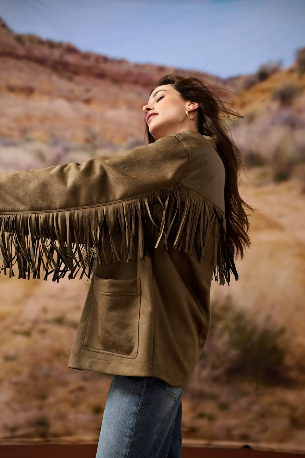 Frange  Faux Suede Fringe Jacket