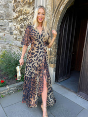 The Lexi Wrap Leopard Print Maxi Dress