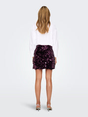 Jadel Burgundy Sequin Mini Skirt