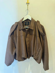 Queenie Suede Brown Bomber Jacket