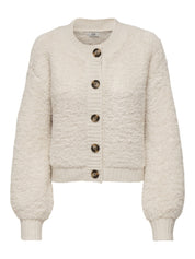 Eira Fluffy Cream O-neck Cardigan
