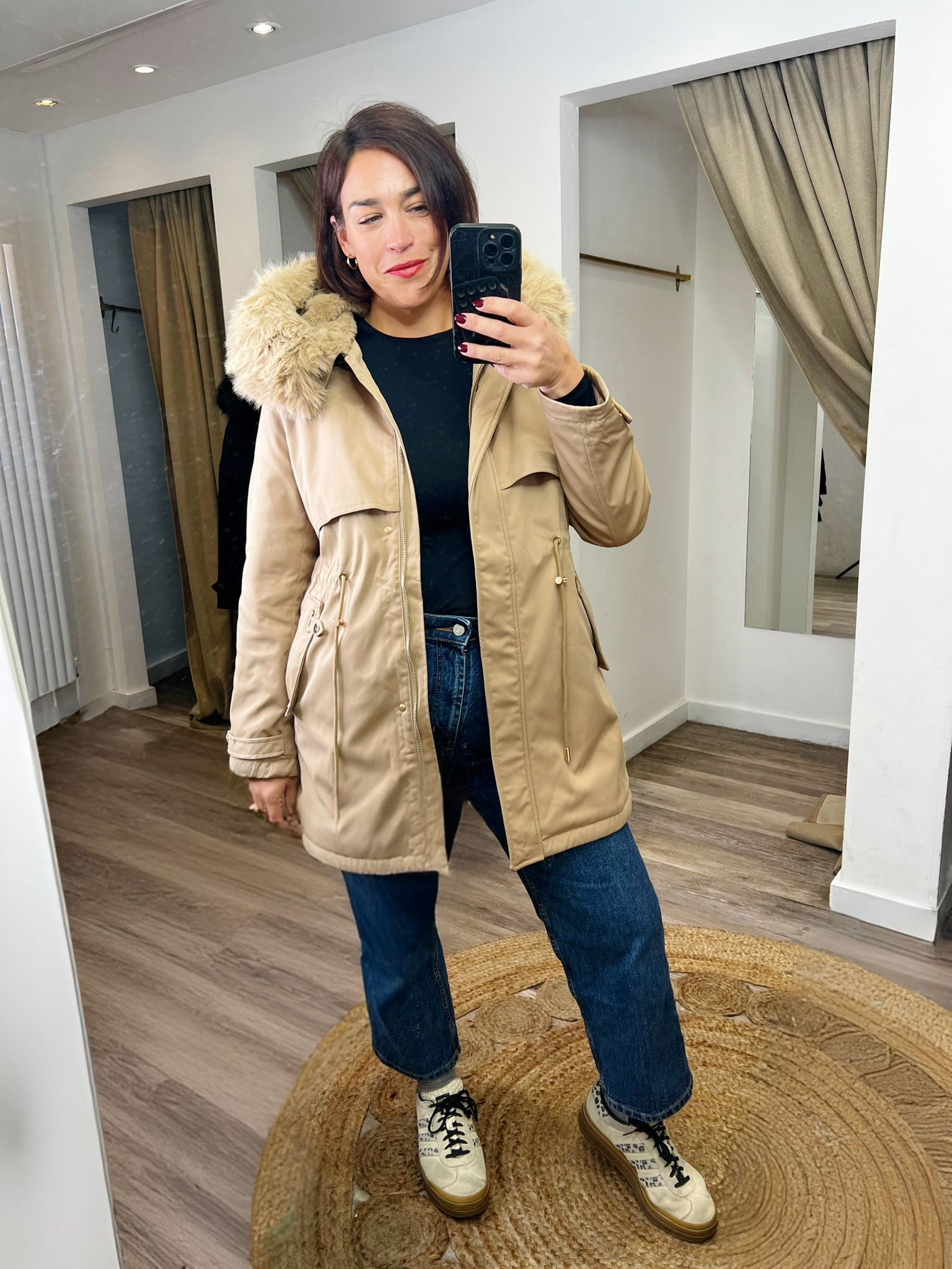 Harlow Fur Lined Hooded Short Coat