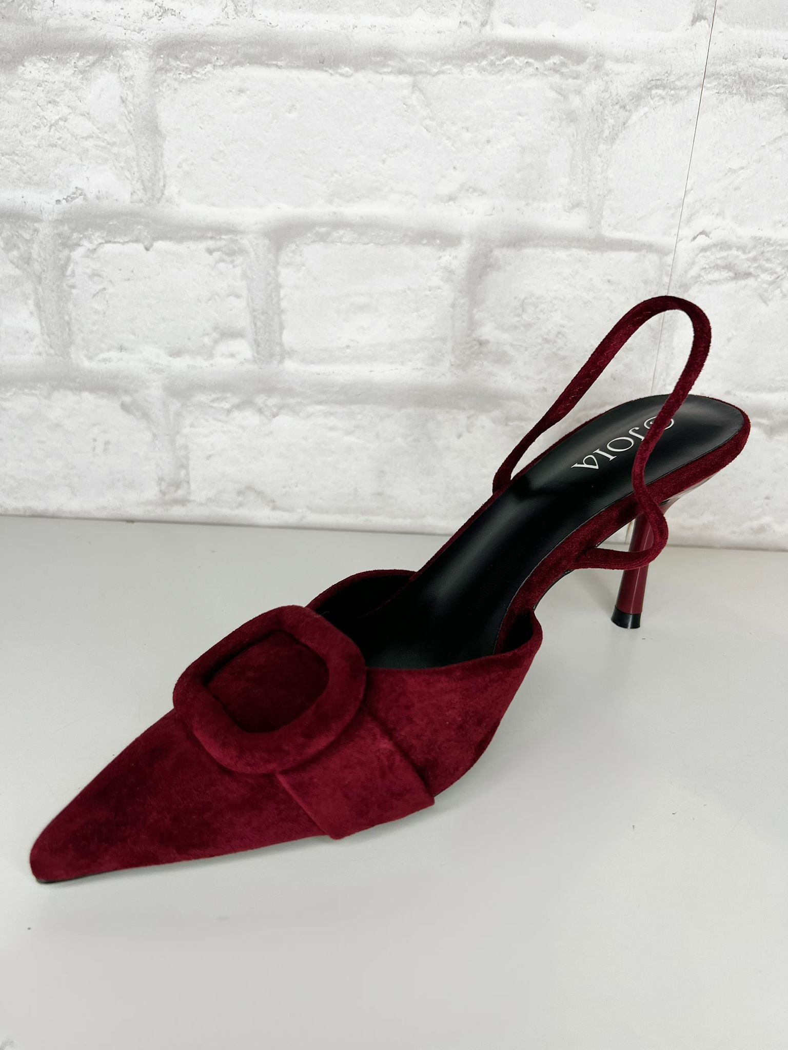 Charlie Pointy Suede Mary-Jane Heel