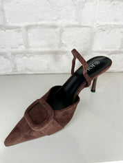 Charlie Pointy Suede Mary-Jane Heel