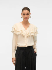 Lizzi Cream Flounce Blouse