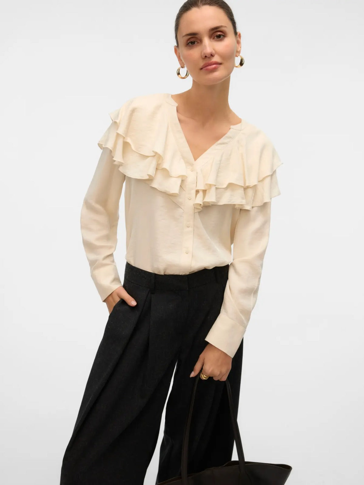 Lizzi Cream Flounce Blouse