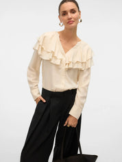 Lizzi Cream Flounce Blouse