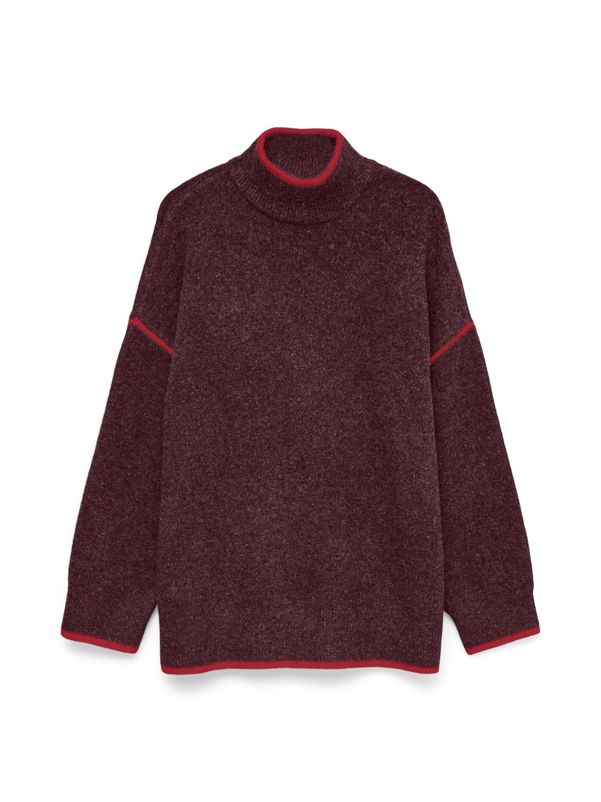 Fan Burgundy high Neck Longline Pullover