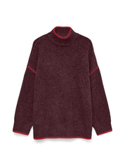 Fan Burgundy high Neck Longline Pullover