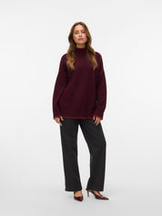 Fan Burgundy high Neck Longline Pullover