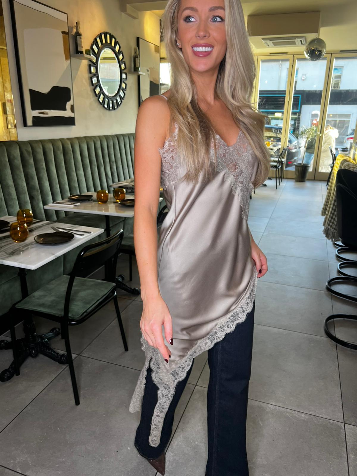 Kitty Lace and Satin Slip Dress/Vest