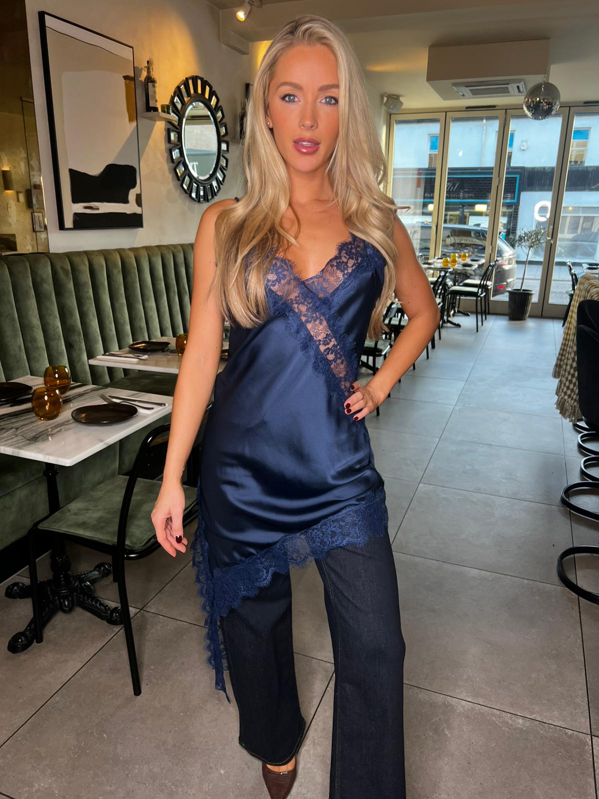 Kitty Lace and Satin Slip Dress/Vest