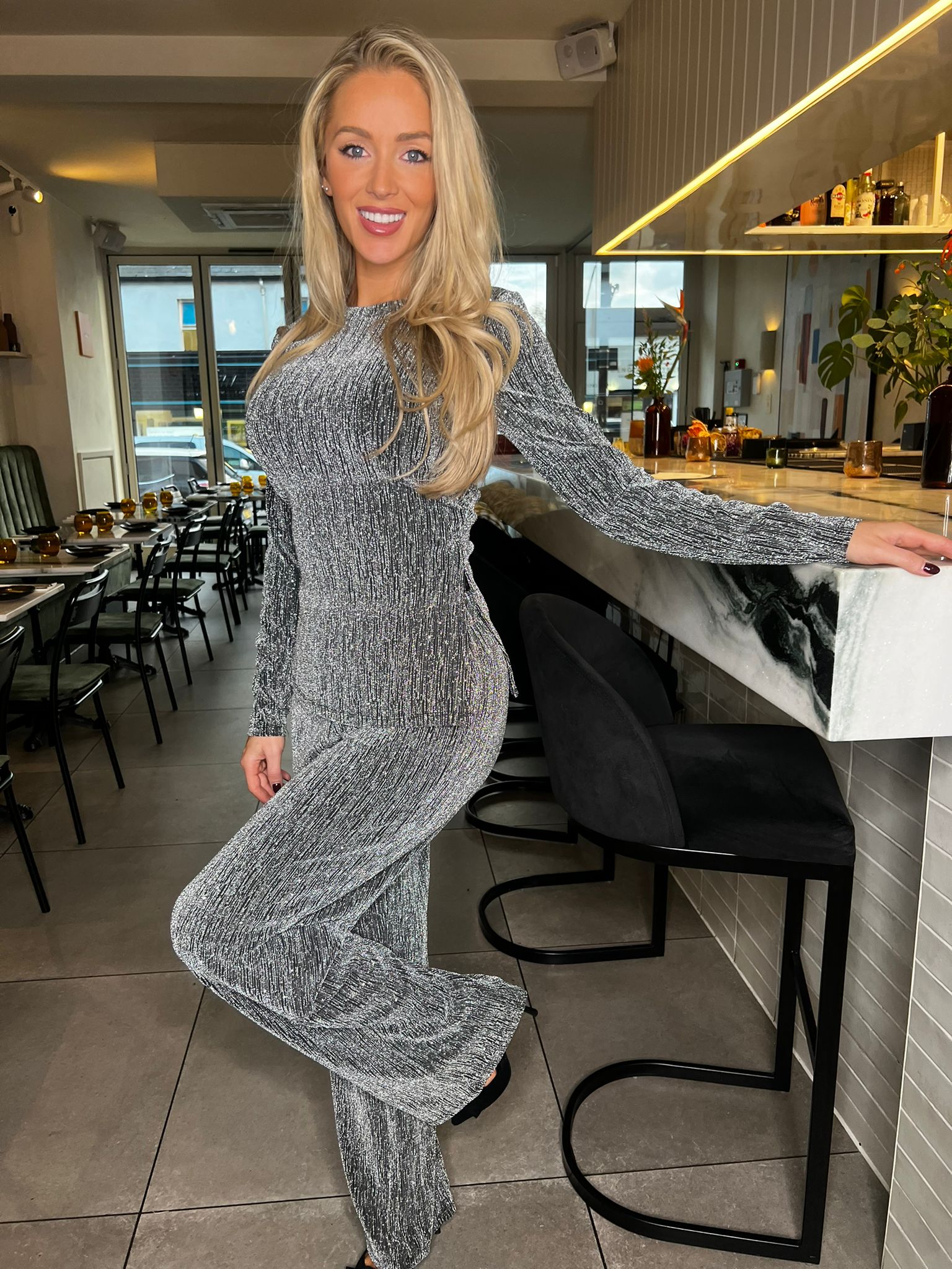 Maeve Jewelled Long Sleeve Split Side Top