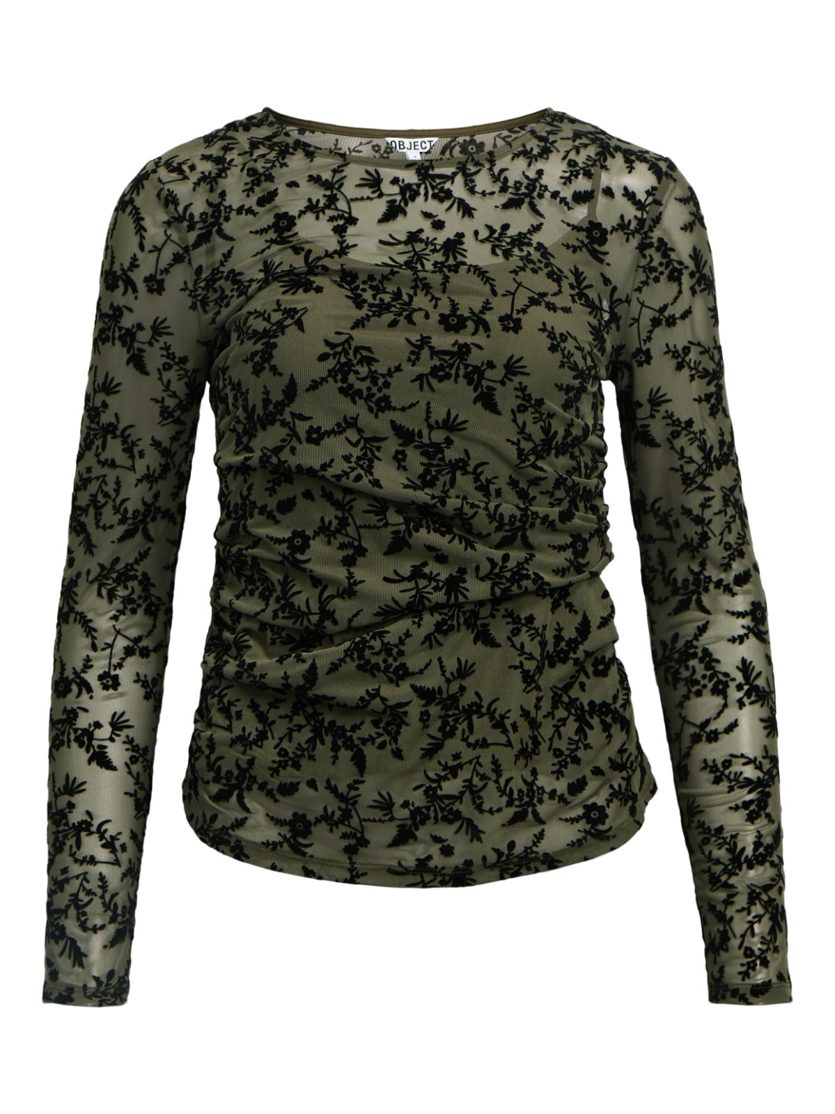 Jadeline Semi Sheer Long Sleeve Top Green