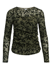 Jadeline Semi Sheer Long Sleeve Top Green