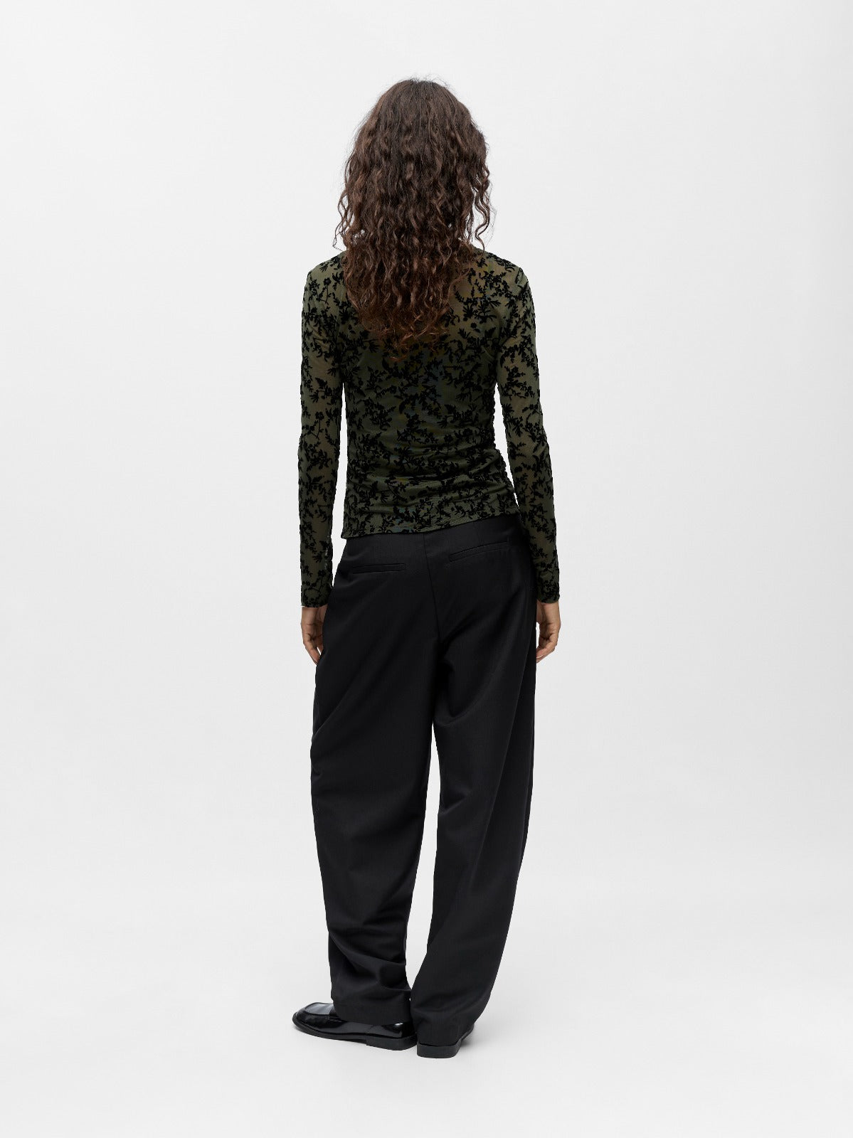 Jadeline Semi Sheer Long Sleeve Top Green