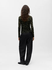 Jadeline Semi Sheer Long Sleeve Top Green