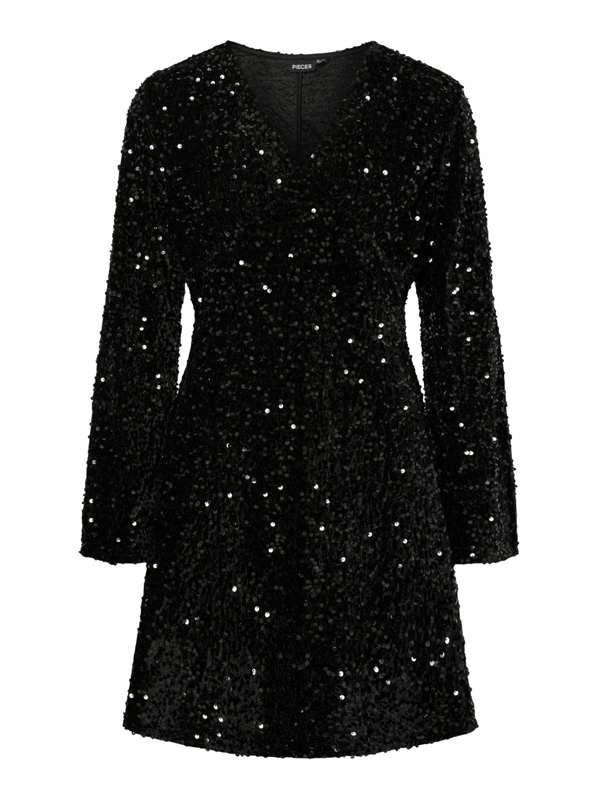 Kam V-neck Sequin Mini Dress Black