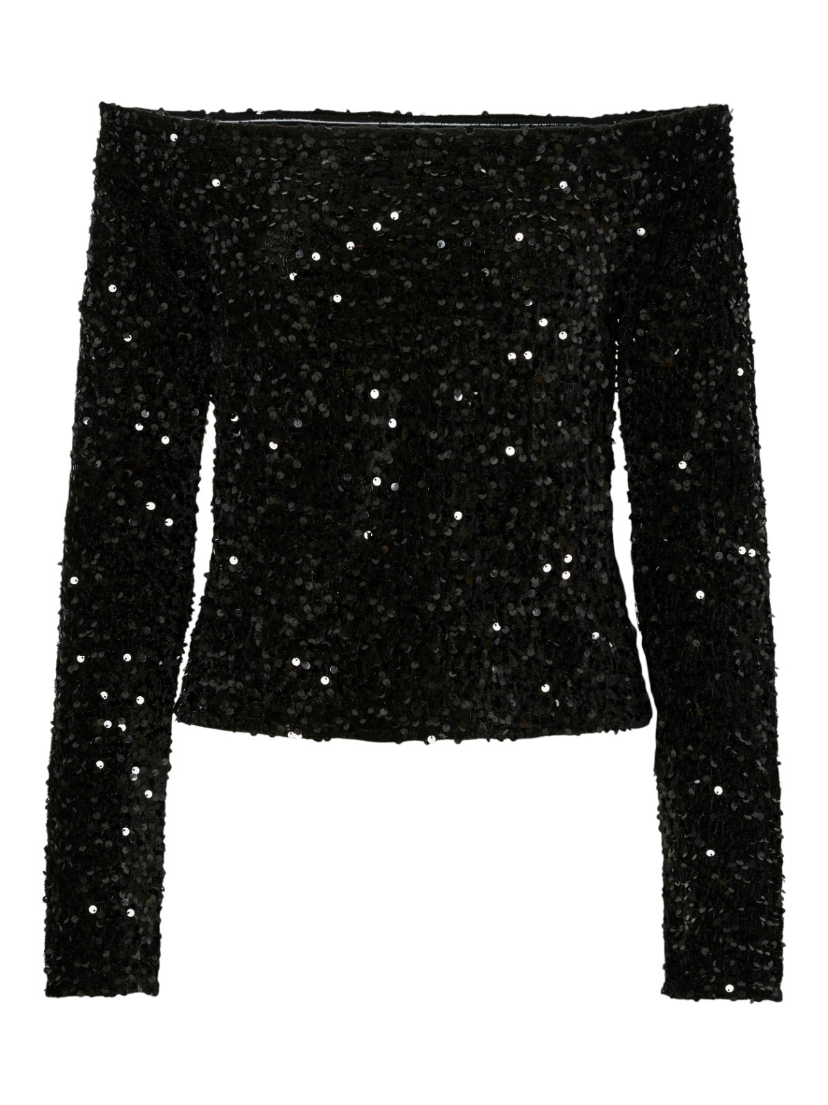 Kam Off the Shoulder Sequin Top Black