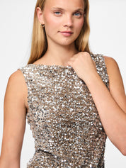 Kam Sequin Tank Top Silver