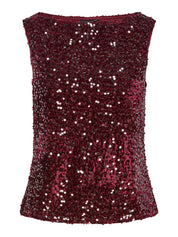 Kam Sequin Tank Top Wine