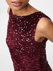 Kam Sequin Tank Top Wine